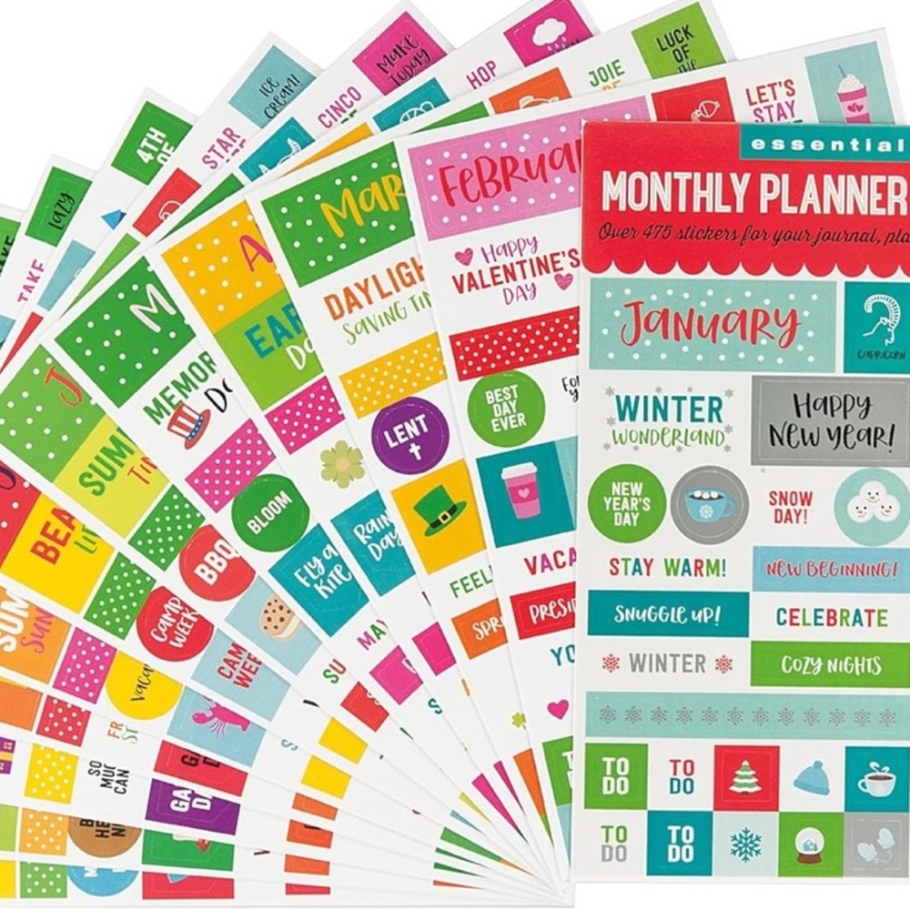 Brand New Monthly Planner Stickers Bullet Journal Calendar 1 sheet per month